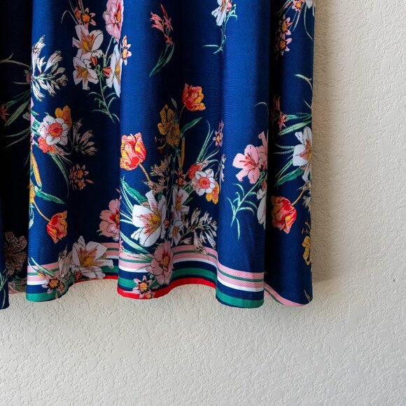 Robert Louis Skirt Sz M Blue Floral Maxi Long Length Sash Tie Waist Flowy Boho - Picture 4 of 5